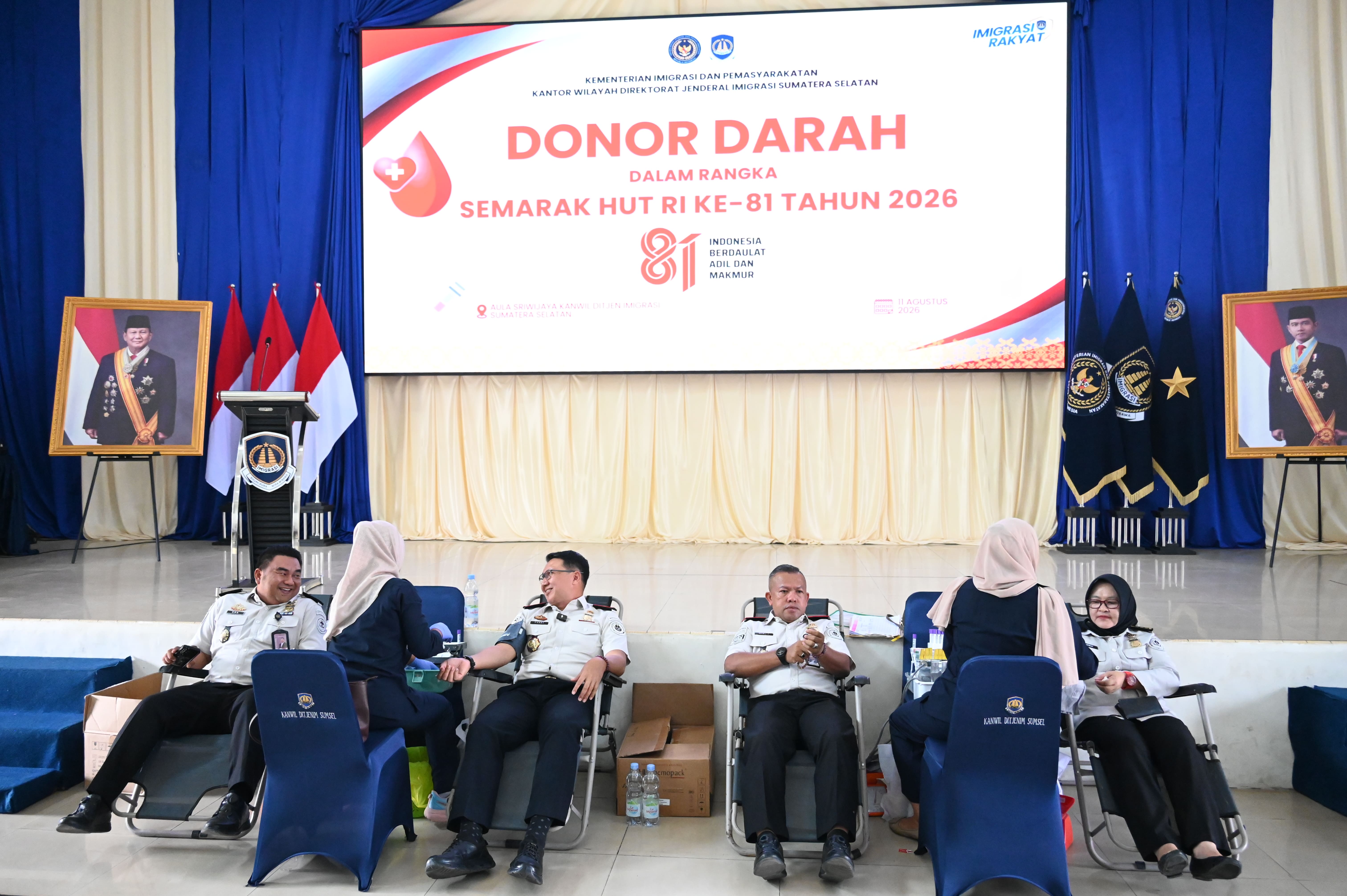 Semarak HUT RI ke-81, Kantor Imigrasi Palembang Bersama Kanwil Ditjen Imigrasi Sumsel Gelar Donor Darah